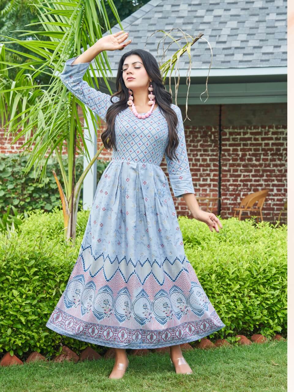 Hirwa Sunshine 1 Rayon Printed Ethnic Wear Long Anarkali Kurti Latest Collection